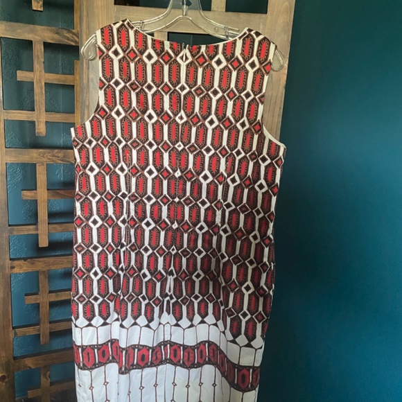 Talbots red/white/tan cotton shift dress, NWOT, US 12, mint. - Picture 4 of 6